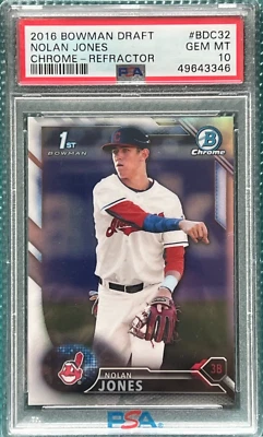 💎2016 Bowman Draft Chrome Refractor #BDC-32 Nolan Jones CLE Guardians PSA 10💎 - Image 1 of 2