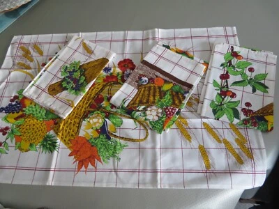 VINTAGE4 ANCIENS TORCHONS NEUFS  COTON  / 73 X 47 CM - Photo 1/4