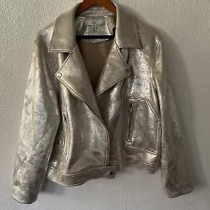 "Mainstream Boutique" Damen Silber Kunstleder Biker/Bomber Jacke Neu mit Etikett Gr. XL - Bild 1 von 17