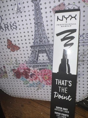 NIB NYX That's The Point Liquid Eyeliner Super Edgy, Shade=Black(0.08floz/2.5mL) Foto 1 de 2