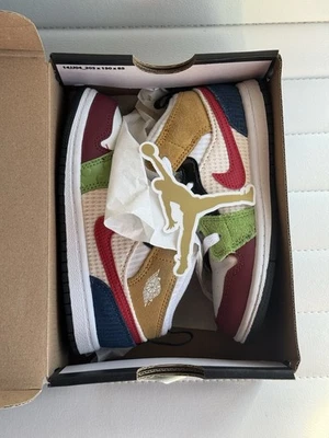 Toddlers Jordan 1 Mid SE Volt/Black/Vivid Orange Size 10c - Image 1 of 4