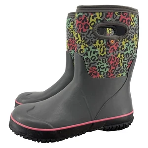 Bogs Grasp Leopard Regenbogen wasserdicht Regen Muck Stiefel Jugend Größe 6 US - Bild 1 von 14