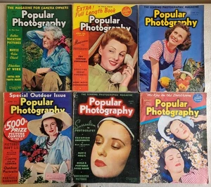 Lot Of 6 Popular Photography Magazine 1938, 1939, 1940, 1941, Pin Ups, Ads - Picture 1 of 2