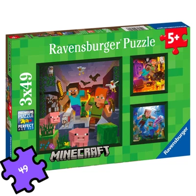 Ravensburger 3x 49 Piece Jigsaw Puzzles: Minecraft Biomes - Image 1 of 4