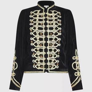 Monsoon Black Embroidered Velvet Military Jacket ladies stylish hussar jacket - Picture 1 of 4