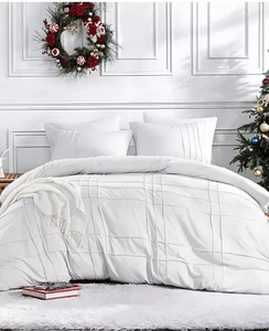 510 Design Porter Soft Wash Pleated 3-Piece Comforter Set White Full - Picture 1 of 5