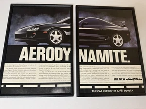 Cartel publicitario de revista negro Toyota Supra A80 Mk4 original enmarcado hombre cueva retro - Imagen 1 de 3