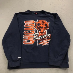 Chicago Bears Sweatshirt Mens 4XL Blue Mitchell Ness Retro Crewneck Logo NFL - Picture 1 of 10