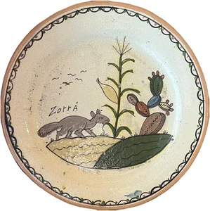 Antique Mexican Art Pottery Plate "Zorra" Myth Shape-Shifters Nahual 1910-1920s - Picture 1 of 2