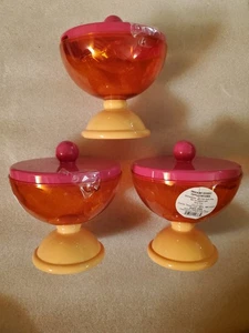 Tabitha Brown - 3 Pink & Orange Serving Bowls with Spoons & Lids - Picture 1 of 1