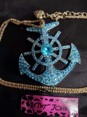 Collar de timón ancla estrás azul Betsey Johnson Foto 1 de 2