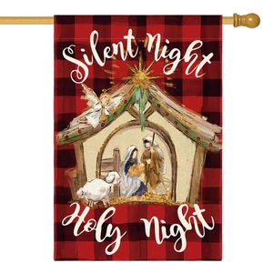 28x40 Zoll Weihnachten Haus Flagge doppelseitig Winter Hof Outdoor Deko Flagge - Bild 1 von 7