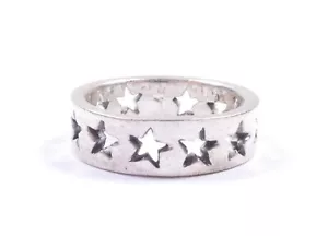 Band Ring Cut Out Stars 925 Sterling Silver 6.3g 7mm Width - Picture 1 of 8