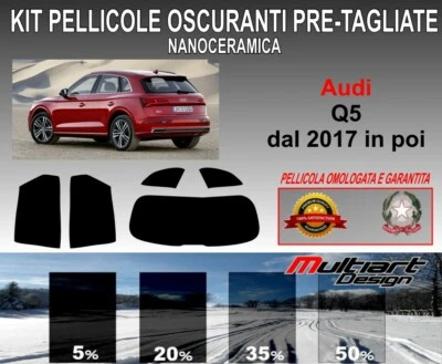 KIT PELLICOLE OSCURANTI VETRI audi q5 dal 2017 in poi  nanoceramico antigraffio - Imagen 1 de 2