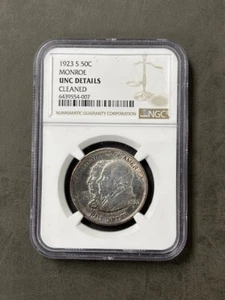 1923-S Monroe Doctrine Half Dollar, NGC UNC. -- HISTORIC SILVER COIN! - Picture 1 of 3