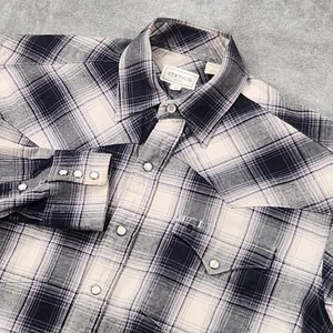Stetson Shirt Men's M Pearl Snap Gray Tartan Plaid Long Sleeve Pockets Western - Picture 1 of 13