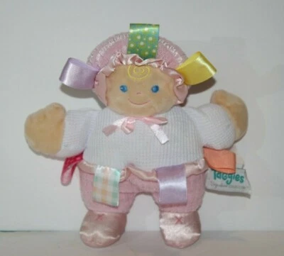Muñeca bebé Mary Meyer Taggies 8" juguete suave peluche rosa blanco gofre cinta etiquetas Foto 1 de 4