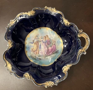 RC Crown Rosenthal Bavaria Alice Gold Gild Cobalt Blue Centerpiece Bowl 10” - Picture 1 of 9