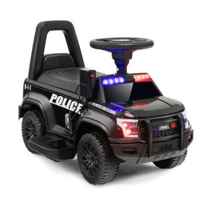 6V Kids Ride On Police Car with Real Megaphone and Siren Flashing Lights-Black - - Picture 1 of 5