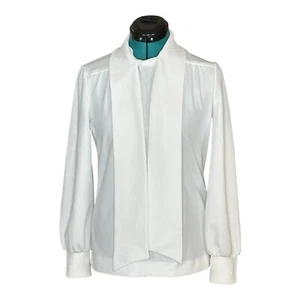 Vintage Act III Long Sleeve Textured Polyester Tie Front Blouse Ivory Size 12 - Picture 1 of 10