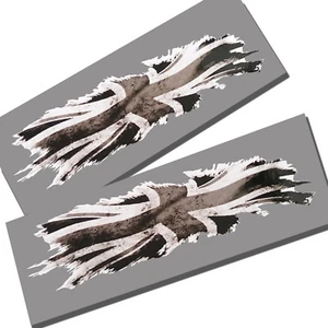 Calcomanías de gráficos de motocicleta con gato de bandera de la unión británica estilo desgarrado x2 GRIS - Imagen 1 de 3