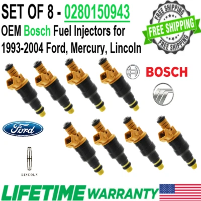 UPGRADED BOSCH OEM 4hole IVgen x8 Fuel Injectors for 93-04 Ford Lincoln Mercury - Image 1 of 4
