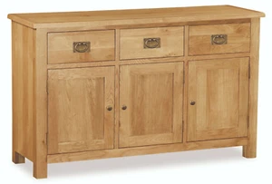 Baysdale Rustic Oak Large Sideboard – 3 Door 3 Drawer Storage Cabinet 130cm - Picture 1 of 24