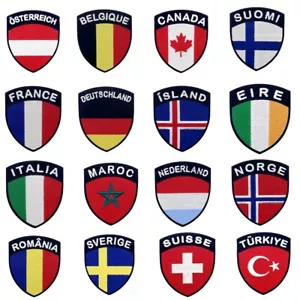 Iron On Sew Patch Lots Embroidered Jeans Patches Shield flag appliques - Picture 1 of 24