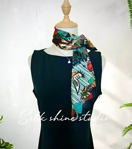 Unique design Double-Face Blue&Green 100% Mulberry Silk Scarf-Enchanted Tree-26" - Picture 1 of 11