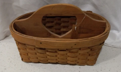 Vintage Sectional BASKET The Homemaker's Idea Co. w/tag 2 Compartments Cover