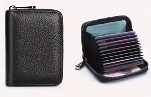 NEW  Premium Bifold Zip Water Resistant Multi Card ID Slot Holder Wallet Black - Picture 1 of 2