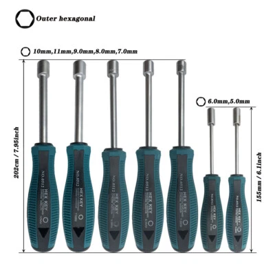 7pcs Socket Screwdriver Hex Key Spanner Steel Socket Wrench Nut Driver Hexagonal - Image 1 of 4