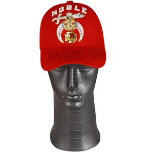 Masonic Gold Tassel Shriner Noble Red Baseball Cap Made With Rhinestones - Picture 1 of 3