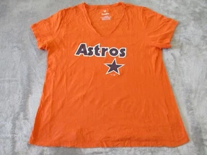Houston Astros Shirt Womens Adult XL Orange Blue Logo MLB Baseball V Neck Ladies - Picture 1 of 12