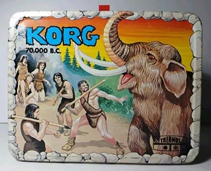 1975 KORG 70,000 B.C. vintage lunchbox NO Thermos Hanna Barbera WOOLLY MAMMOTH - Picture 1 of 24