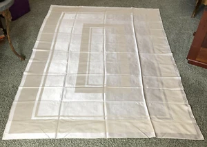 MCM LEINEN QUALITÄT DAMAST RECHTECKIG BANKETT TISCHDECKE KRÄFTIGE STREIFEN ELFENBEIN - Bild 1 von 5