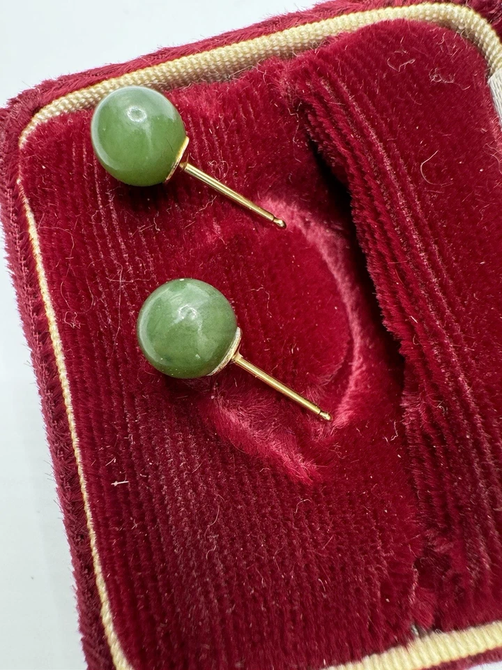 PENDIENTES ORO AMARILLO 14K Y JADE NEFRITA Foto 1 de 1