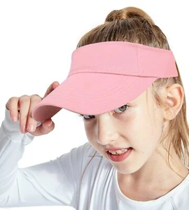 Kids-Girls Beach Visors Cotton Sun Hat UV-Shield Protection Outdoor Athletic ... - Picture 1 of 8