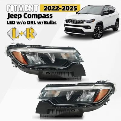 For 2022-2025 Jeep Compass LED Reflector Headlight w/o LED DRL Left+Right Pair - Image 1 of 4