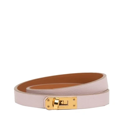 Pulsera Hermes Hermès Mini Kelly Doble Tour en Perla Malva y G... GZl1cuy5 Foto 1 de 4