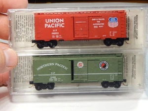 MICRO TRAINS SPECIAL RUN UNION PACIFIC & NORTHERN PACIFIC 40' BOX CAR N GAUGENIB - Picture 1 of 3