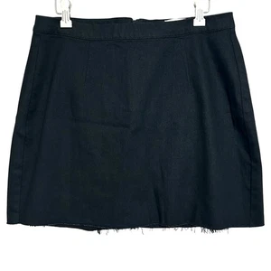 Falda Reformation Jeans Evie Negra Mini Dobladillo Crudo Elastizado Denim Talla 31 - Imagen 1 de 9