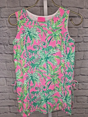 Lilly Pulitzer Tunic Top Child Size Large Pink and Green Jungle Monkey Print - Image 1 of 4
