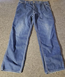 Carhartt Carpenter Jeans Mens 44x32 Blue Denim  Workwear Utility Pockets USA... - Picture 1 of 13