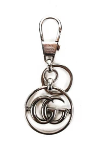 Gucci Womens Silver Tone Double G Logo Keychain - Picture 1 of 4