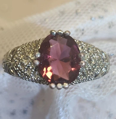 Anillo JTV Joyería Plata de Ley 925 Granate Rojo Talla 8.5 Foto 1 de 4