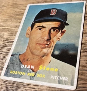 1957 Topps #381 Dean Stone signiertes Autogramm Boston Red Sox Baseballkarte VGEX 👀 - Bild 1 von 3