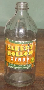 Vintage Sleepy Hollow Syrup Pint Glass Bottle Maple Advertising Paper Label - Picture 1 of 2