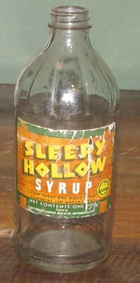 Vintage Sleepy Hollow Syrup Pint Glass Bottle Maple Advertising Paper Label - Image 1 of 2