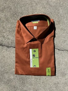 Van Heusen Men’s Wrinkle Free Burnt Orange Button Down Size 18.5 34/35 Big Fit - Picture 1 of 3